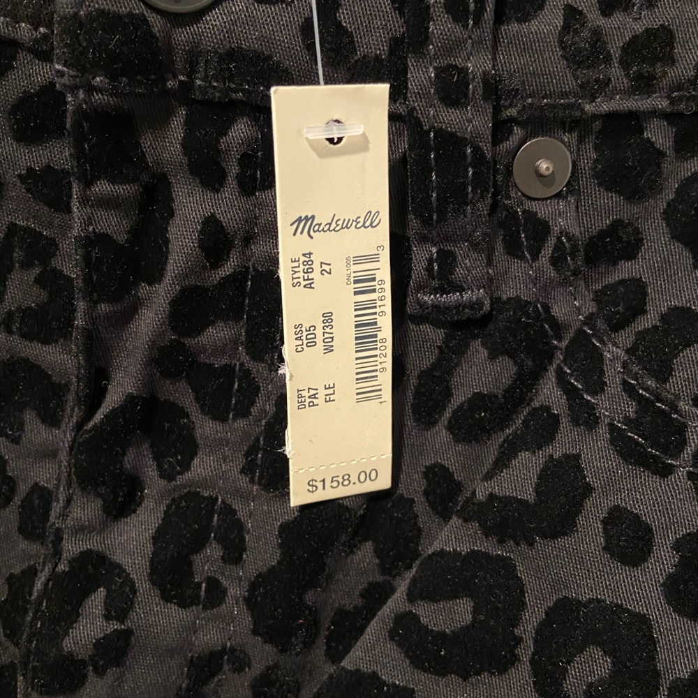 NWT Madewell Mid-Rise Skinny Jeans Flocked Leopard - Picture 10 of 10